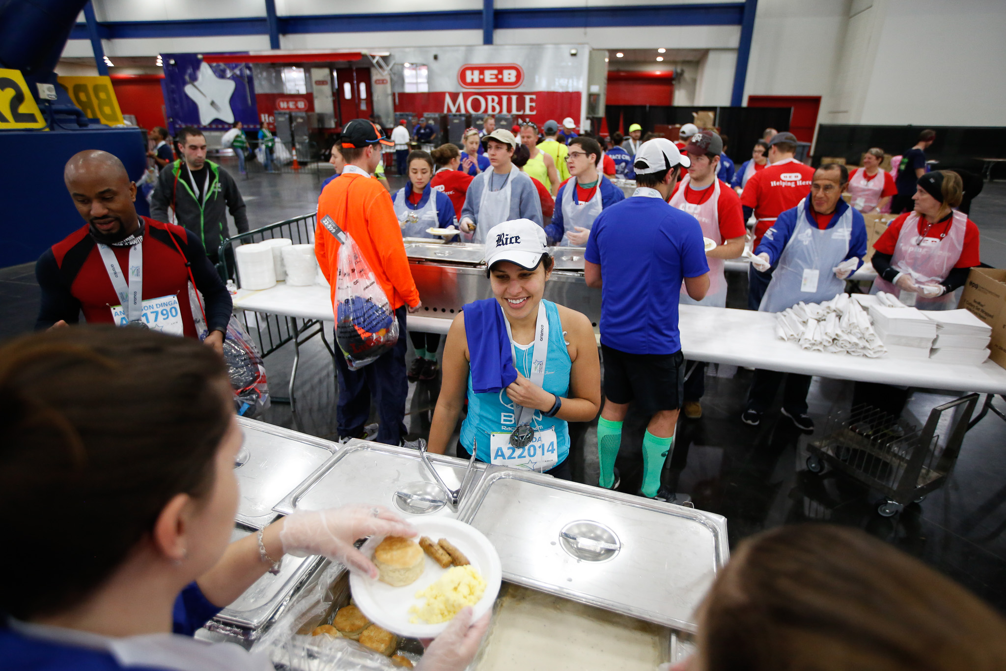 HEB partners feed thousands of Houston Chevron Marathon participants Sunday Jan. 17, 2016 in Houston at the George R. Brown Convention Center.

(Eric Kayne/For HEB)