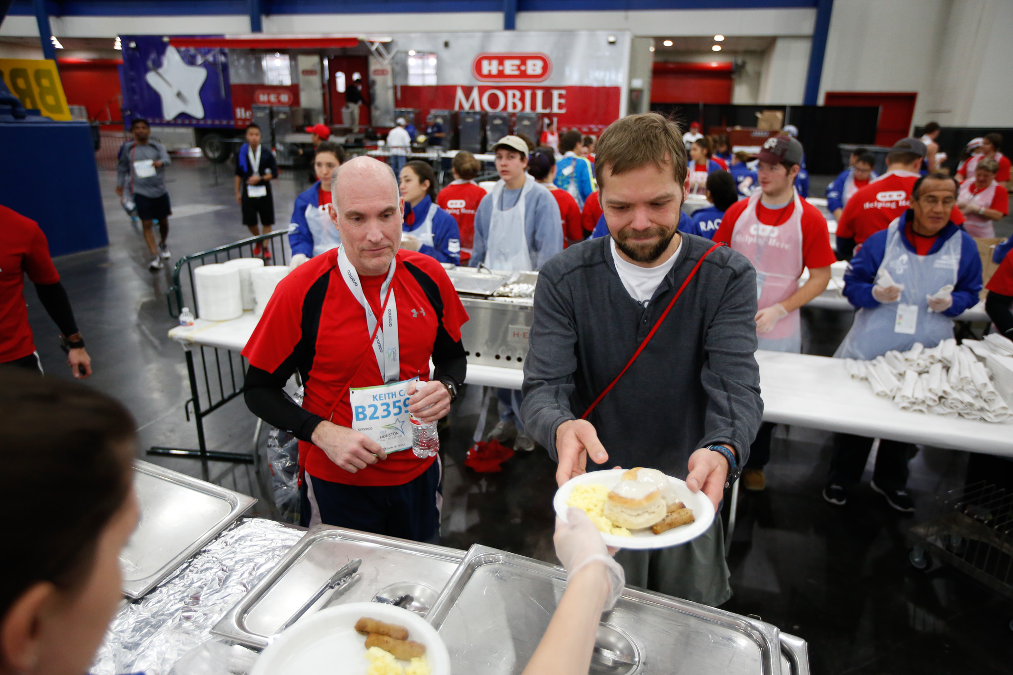 HEB partners feed thousands of Houston Chevron Marathon participants Sunday Jan. 17, 2016 in Houston at the George R. Brown Convention Center.

(Eric Kayne/For HEB)